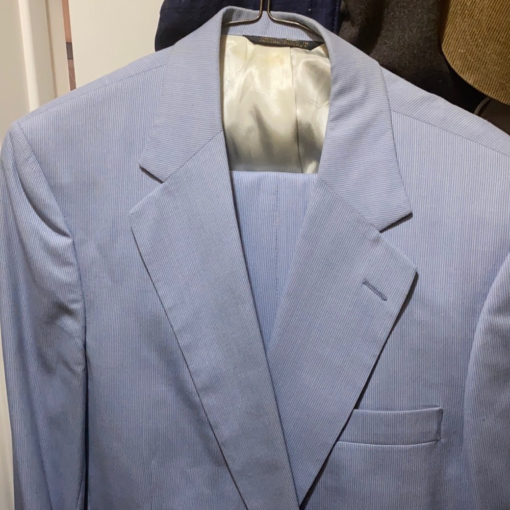 Italy made light blue striped suit. Summer-Spring
